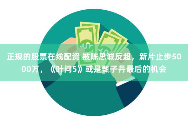 正规的股票在线配资 被陈思诚反超，新片止步5000万，《叶问5》或是甄子丹最后的机会