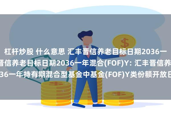 杠杆炒股 什么意思 汇丰晋信养老目标日期2036一年混合(FOF),汇丰晋信养老目标日期2036一年混合(FOF)Y: 汇丰晋信养老目标日期2036一年持有期混合型基金中基金(FOF)Y类份额开放日常申购、赎回和定期定额投资业务公告